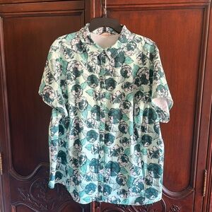 Duluth Women's Teal Sidewinder Printed Cap Sleeve Shirt size 3X